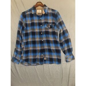 Legendary Whitetails Shirt Mens Medium Blue Cobalt Plaid Buck Camp Flannel